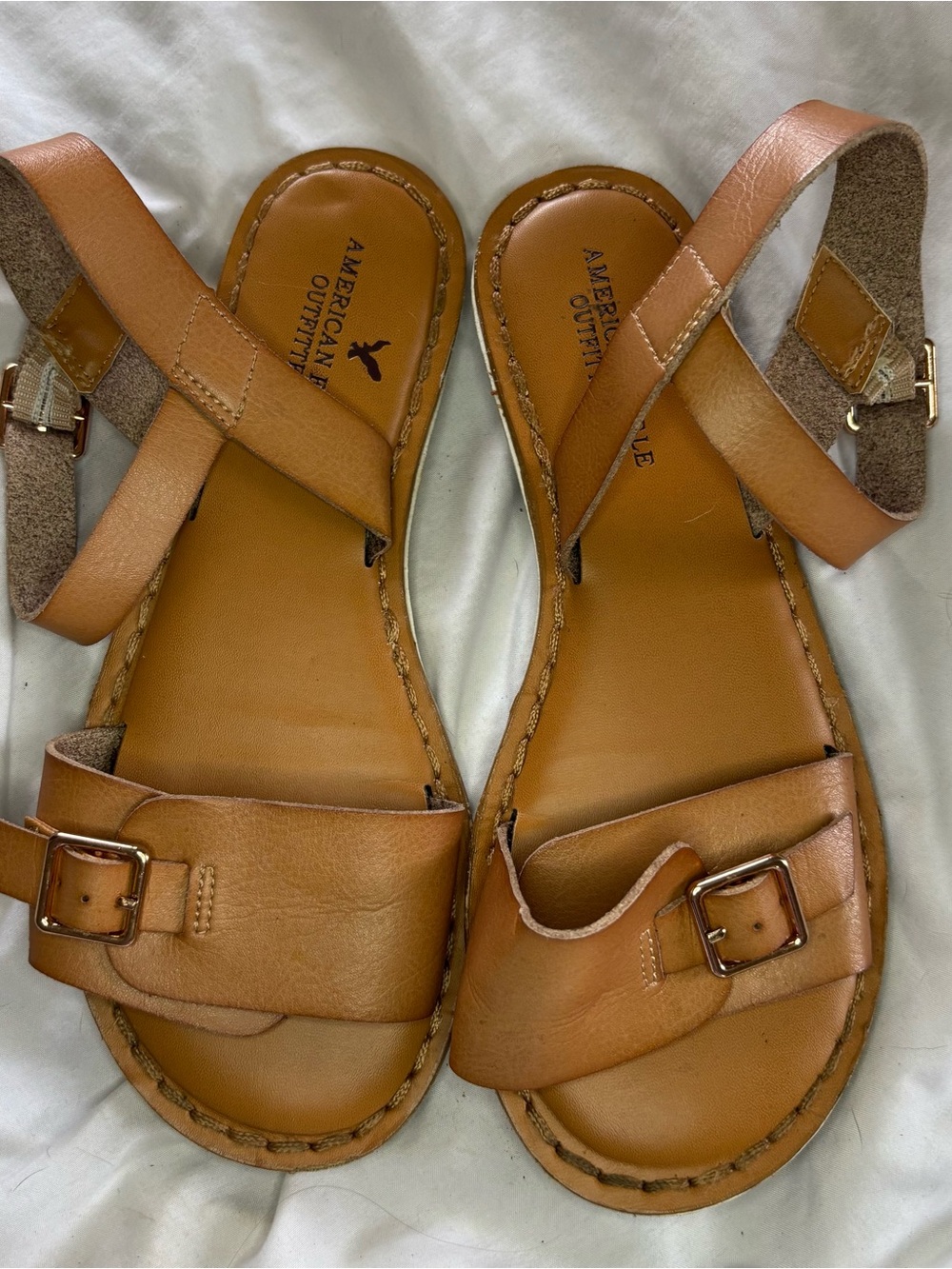 American Eagle Outfitters Women's Tan Buckle Strap Sandals Size 6